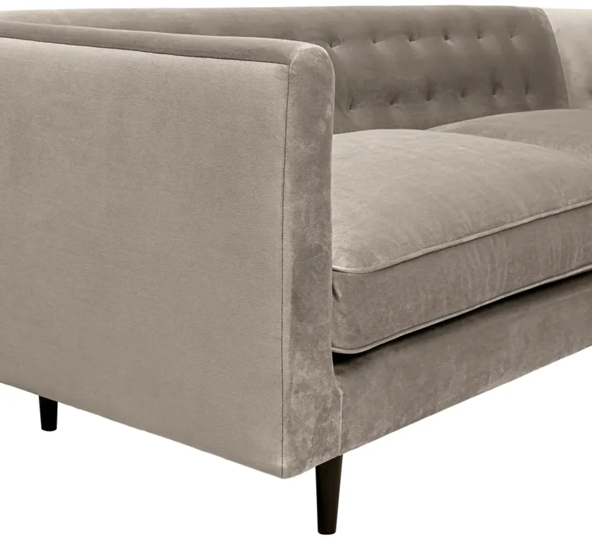 Annabelle 80" Fossil Gray Velvet Sofa with Black Wood Legs