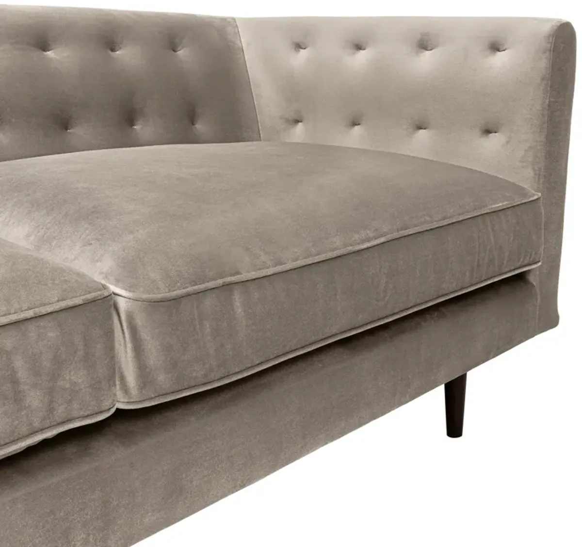 Annabelle 80" Fossil Gray Velvet Sofa with Black Wood Legs