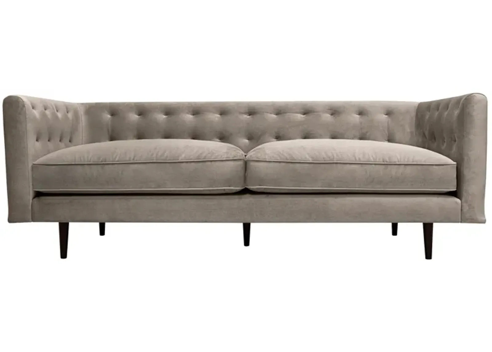 Annabelle 80" Fossil Gray Velvet Sofa with Black Wood Legs