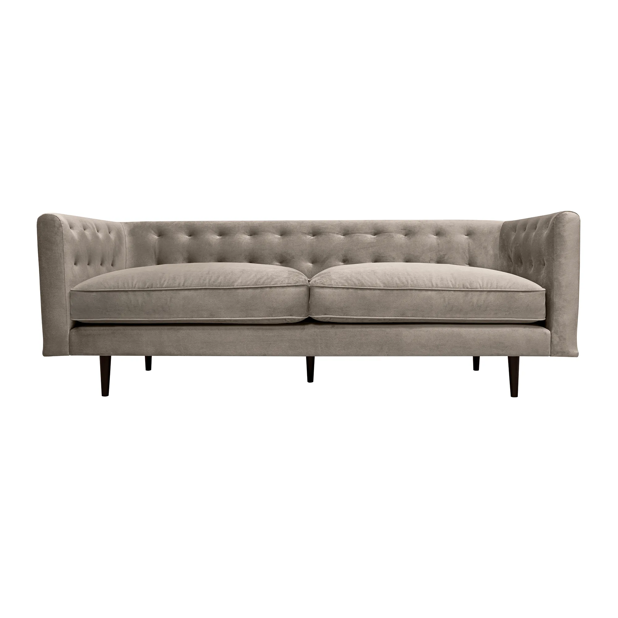 Annabelle 80" Fossil Gray Velvet Sofa with Black Wood Legs