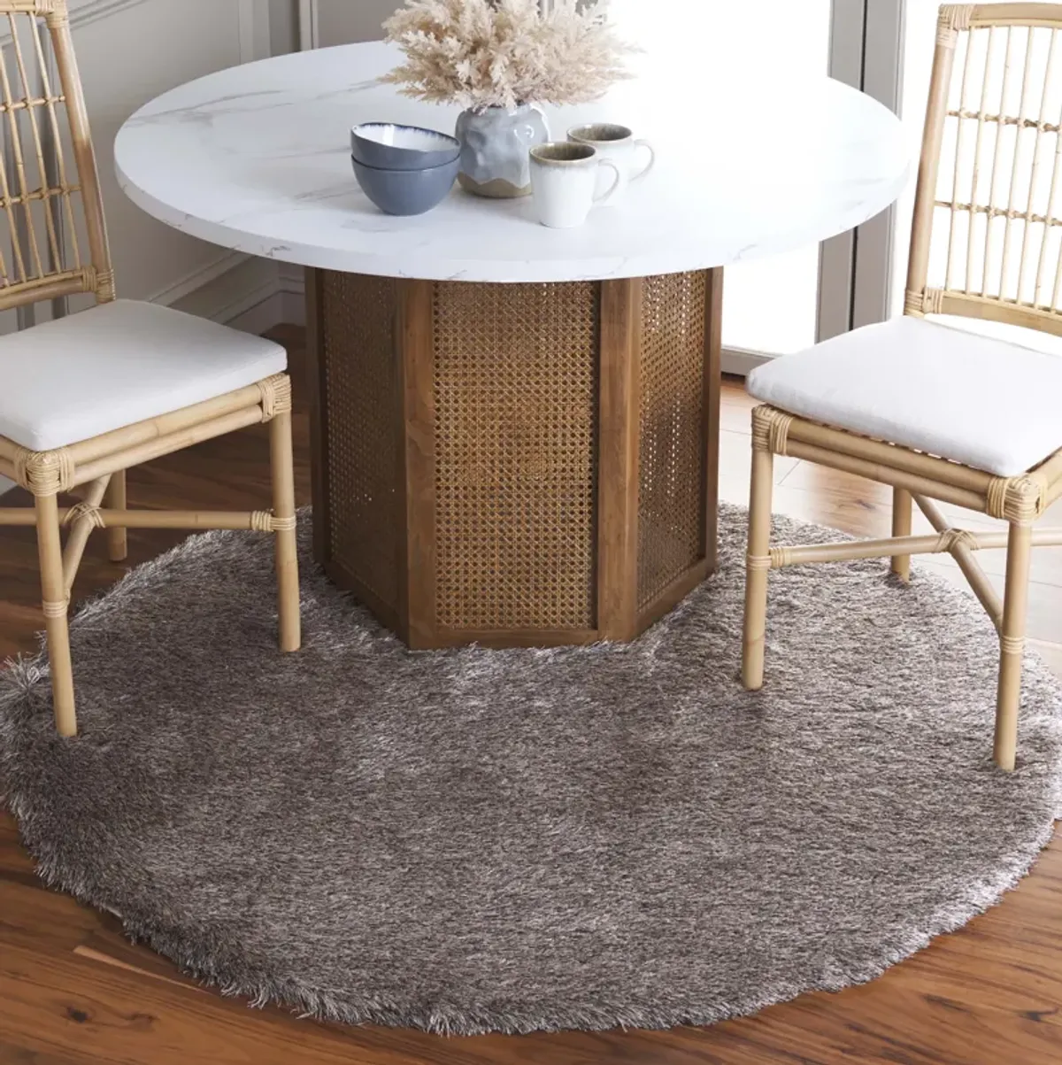 PARIS SHAG Brown 3' X 3' Round Round Rug