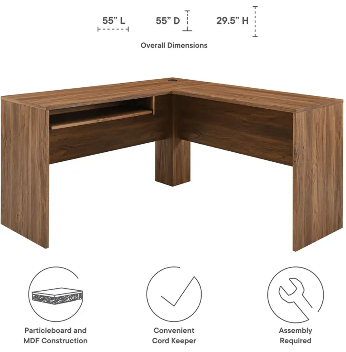 Venture L-Shaped Wood Office Desk