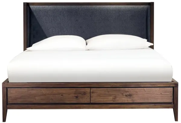 Boracay King-Size Upholstered Wingback Storage Bed In Wild Oats Brown