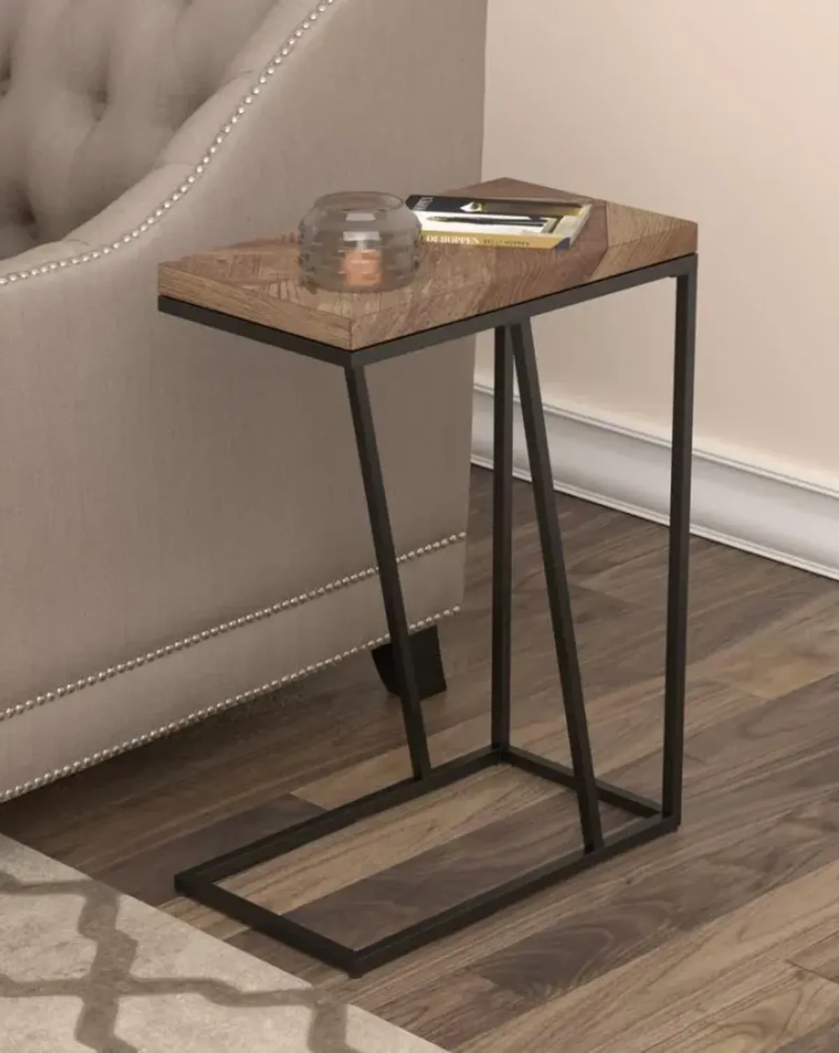 Sergio Chevron Rectangular Accent Table Tobacco