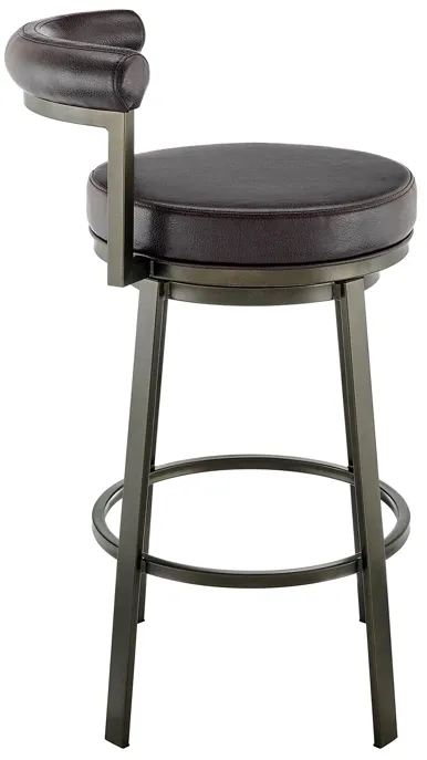 Neura Swivel Counter or Bar Stool in Mocha Finish with Brown Faux Leather