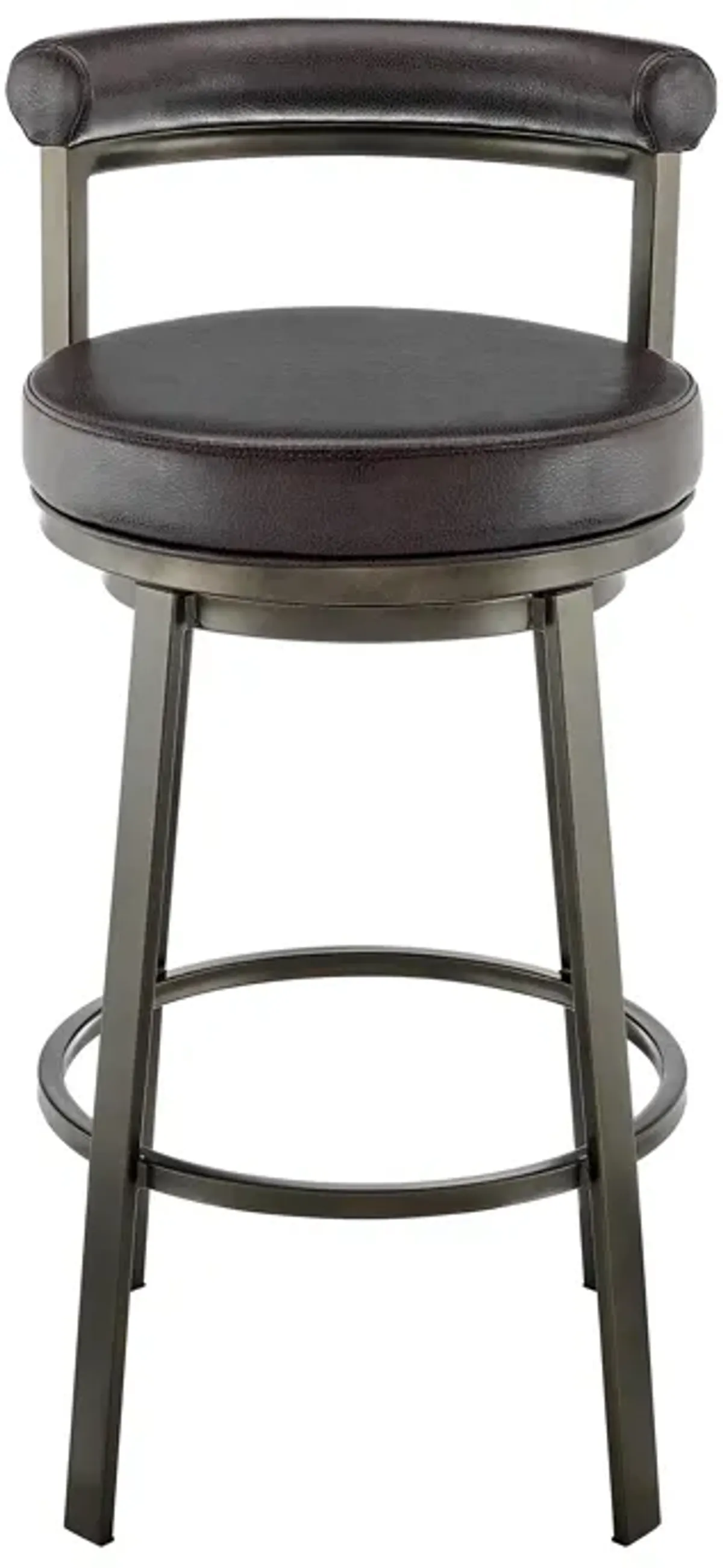 Neura Swivel Counter or Bar Stool in Mocha Finish with Brown Faux Leather