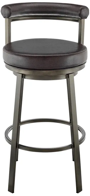 Neura Swivel Counter or Bar Stool in Mocha Finish with Brown Faux Leather