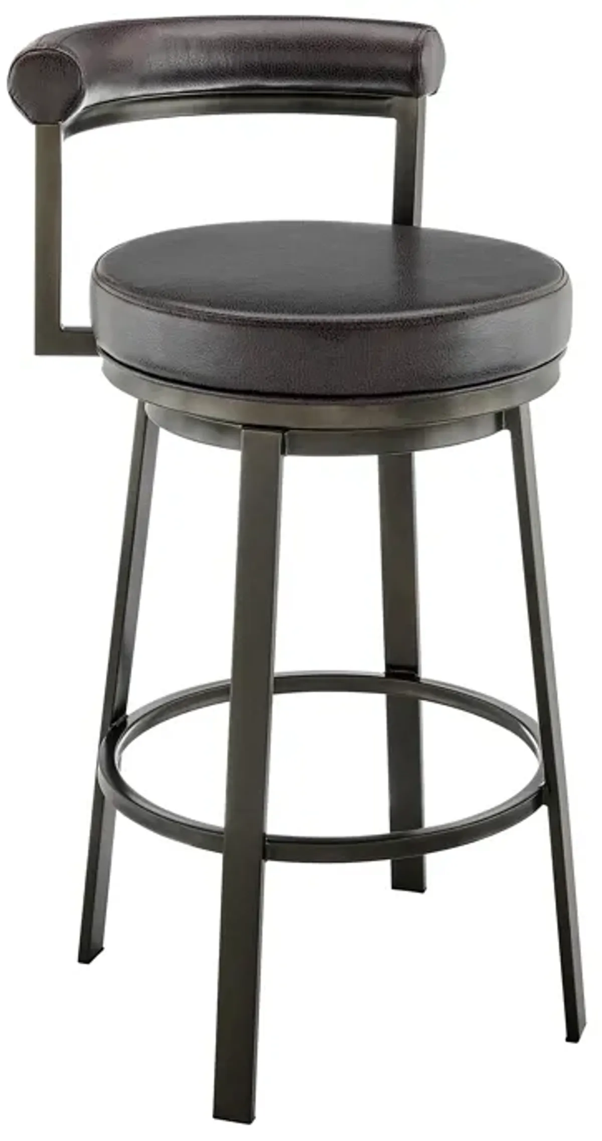 Neura Swivel Counter or Bar Stool in Mocha Finish with Brown Faux Leather