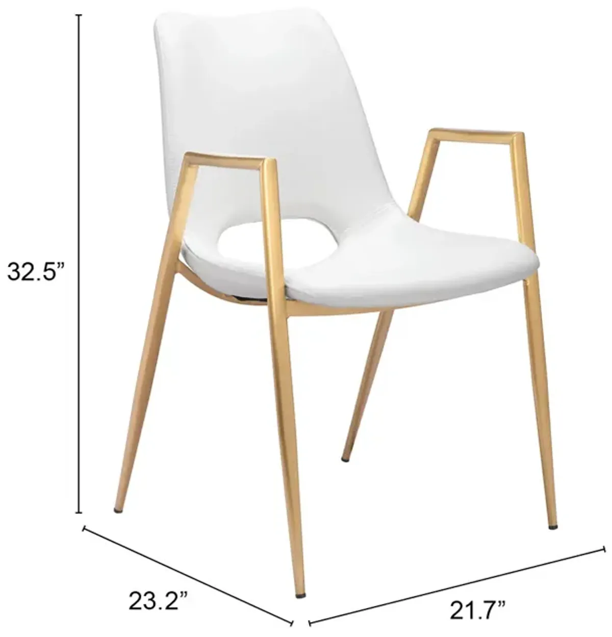 Desi Dining Chair (Set of 2) White & Gold