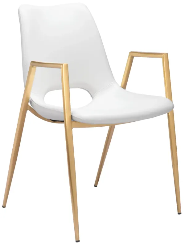 Desi Dining Chair (Set of 2) White & Gold