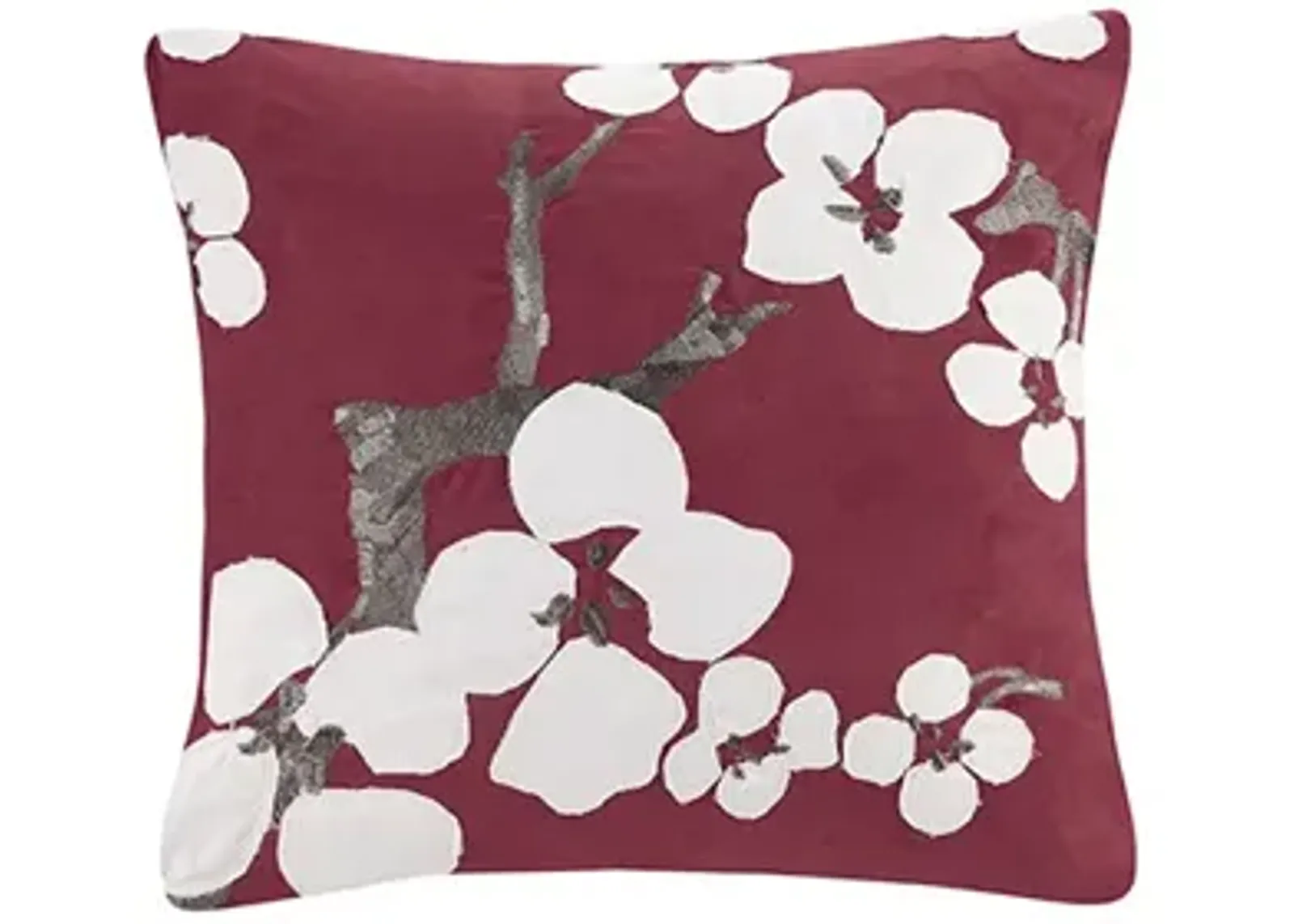 N Natori Cherry Blossom Red Square Pillow