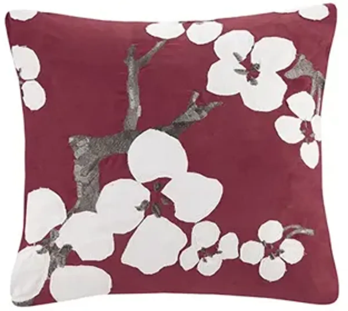 N Natori Cherry Blossom Red Square Pillow