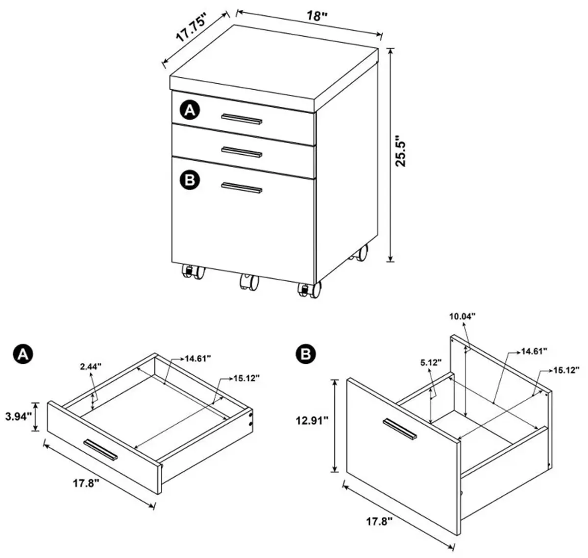 Skylar 3-drawer Mobile File Cabinet Cappuccino