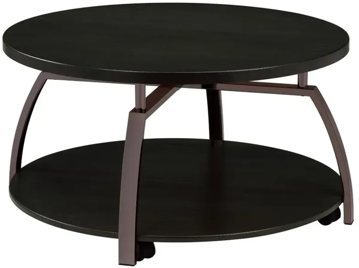 Dacre Round Coffee Table Dark Grey and Black Nickel