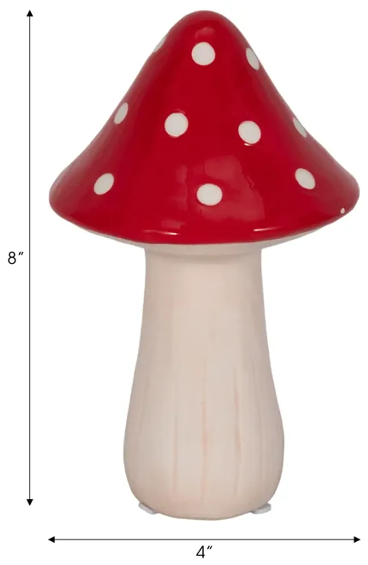 8" White Dot Fairy Mushroom, Red/white