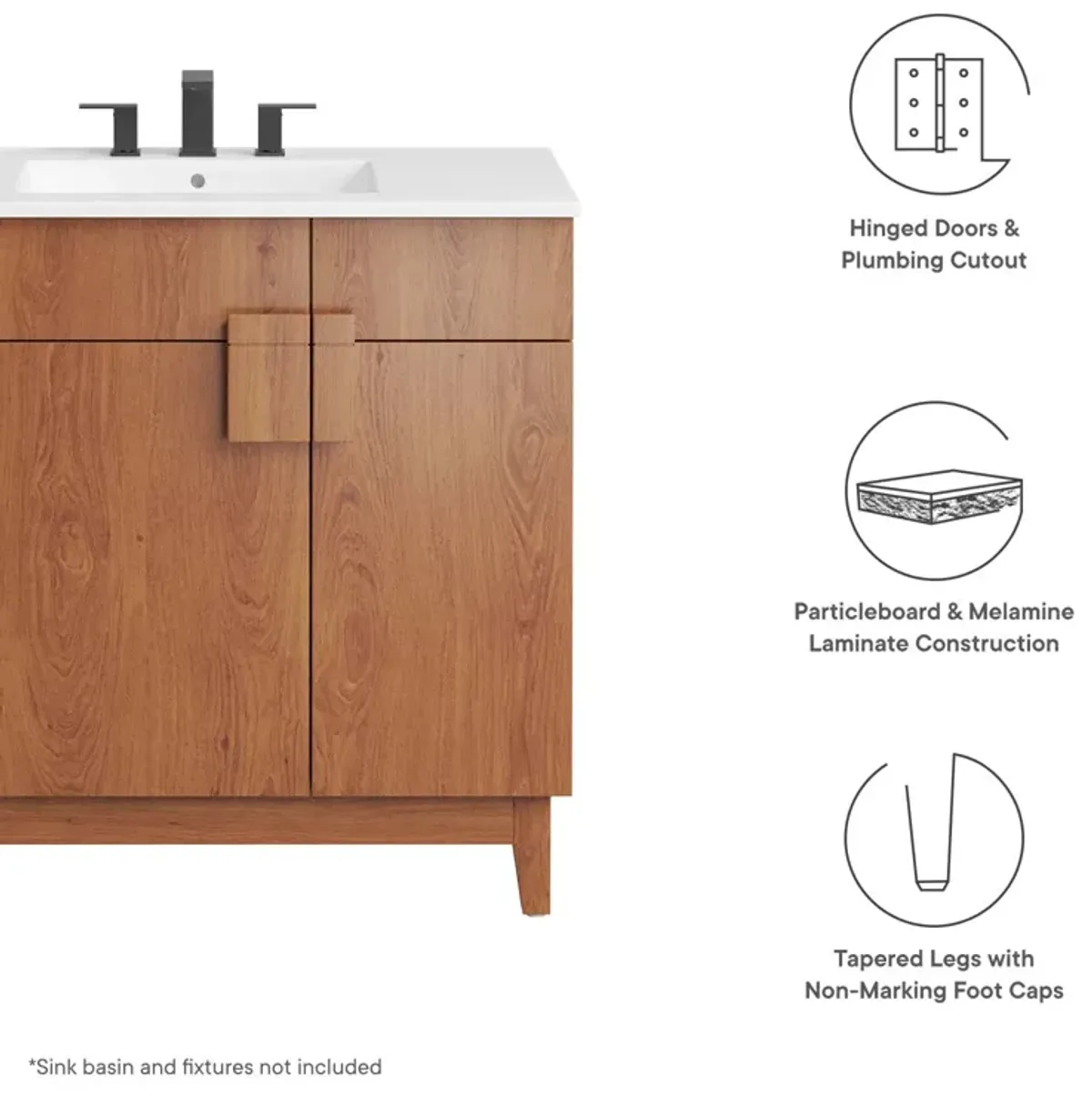 Miles 36" Bathroom Vanity Cabinet (Sink Basin Not Included)