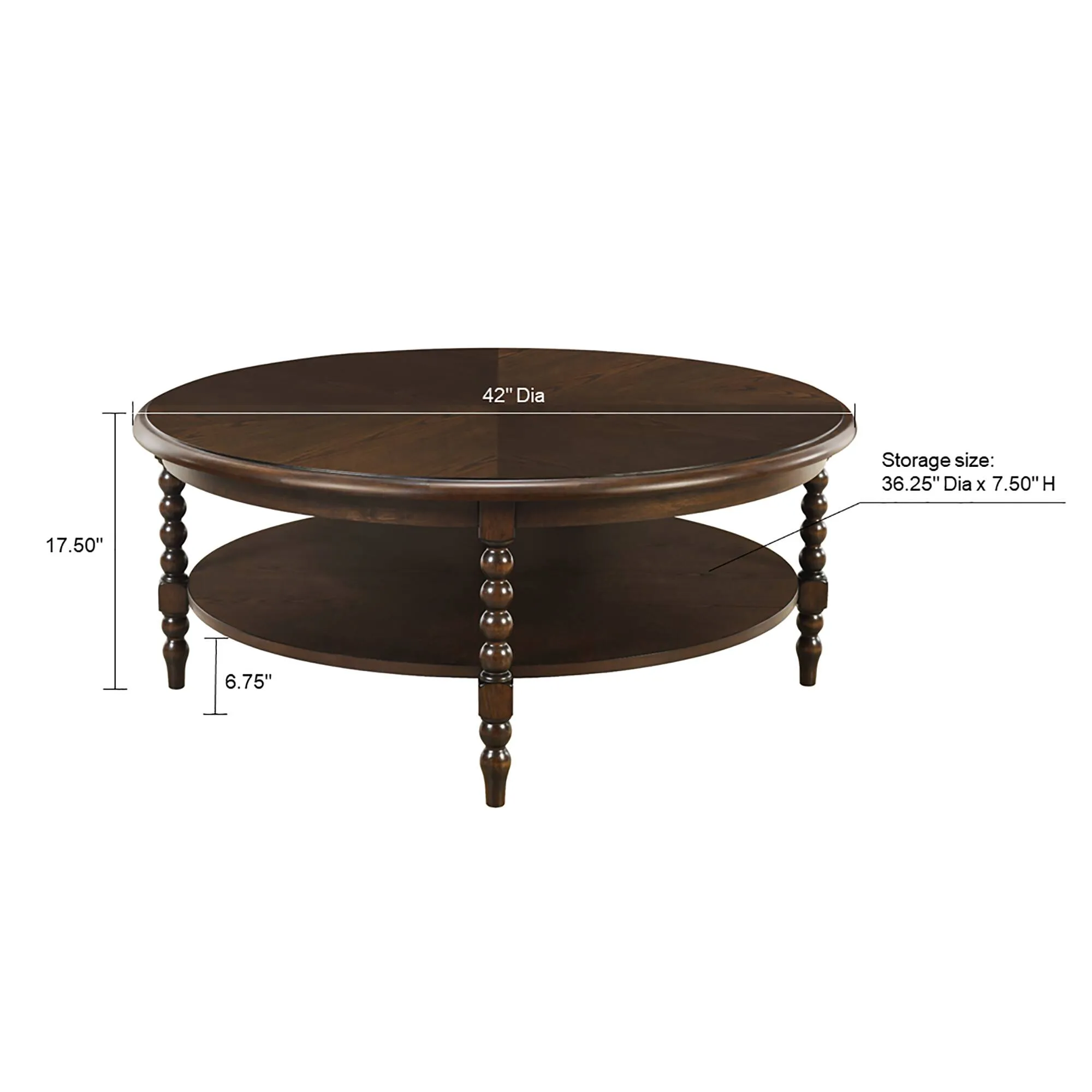 Philippe Round Coffee Table with Shelf