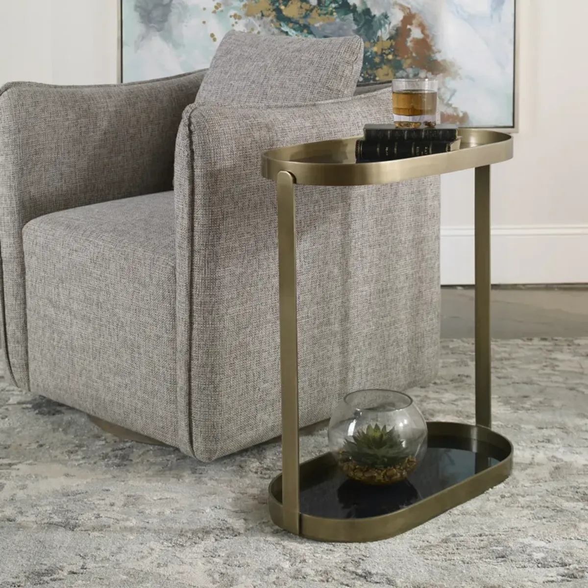 Adia Antique Gold Accent Table