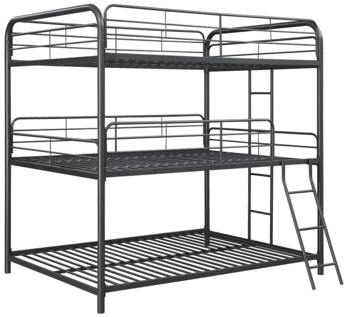 Garner Triple Full Bunk Bed with Ladder Gunmetal