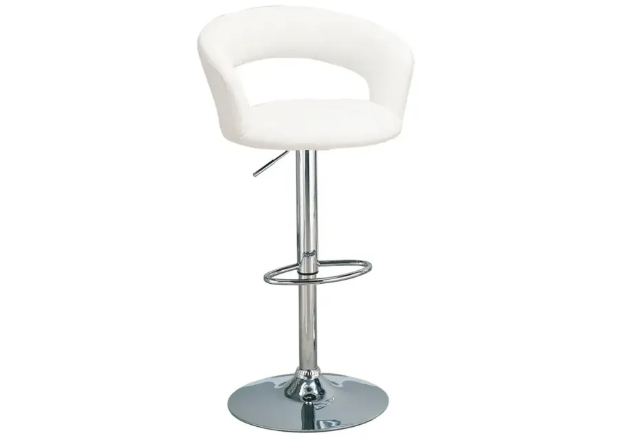 Aaliyah 29" Adjustable Height Bar Stool White And Chrome