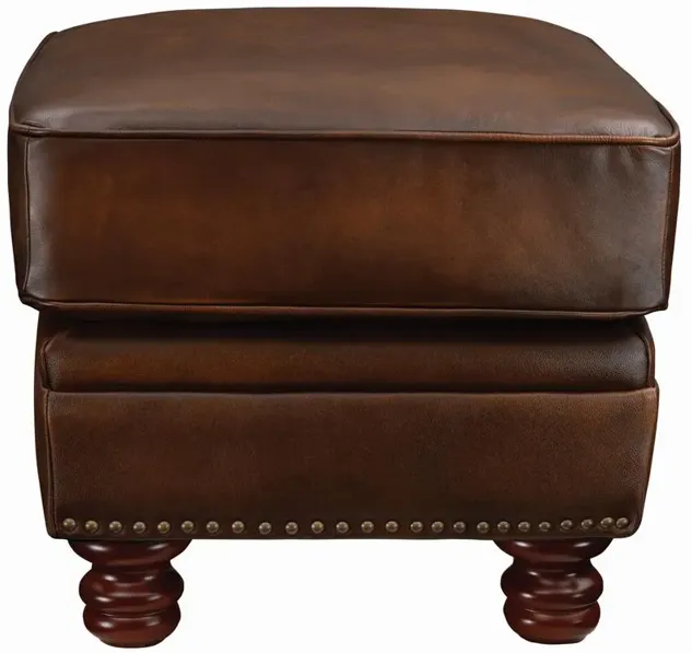 Montbrook Nailheads Ottoman Hand Rubbed Brown