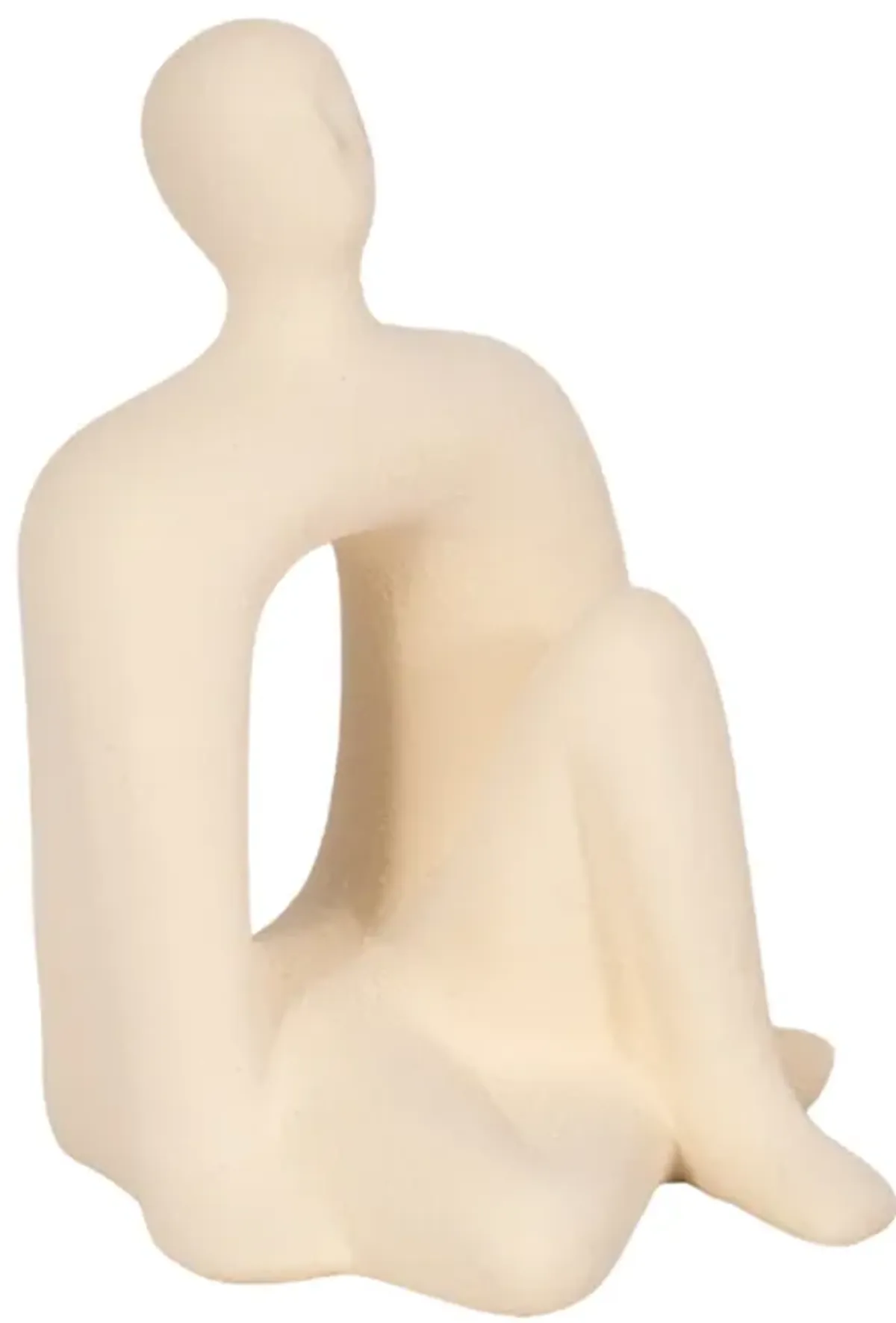 10" Sitting Figure W/open Cut Out Sand Glaze,ivory