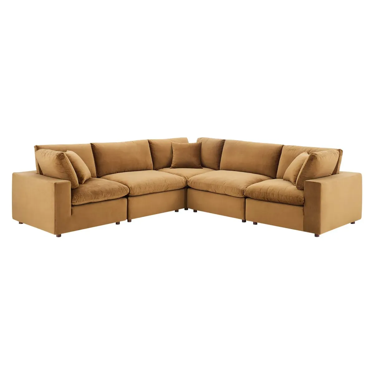 Commix Down Filled Overstuffed Performance Velvet 5-Piece Sectional Sofa