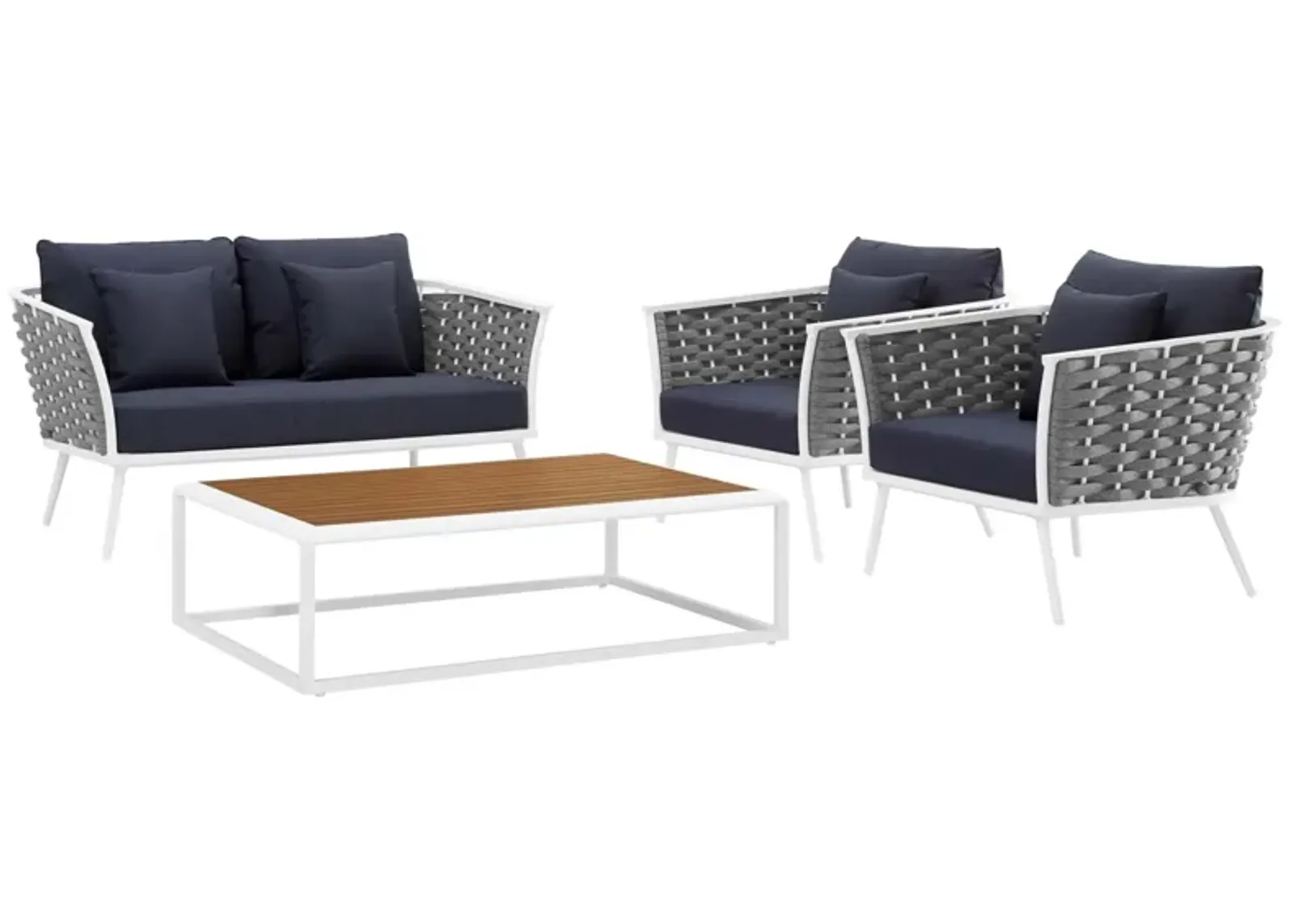 Stance 4 Piece Outdoor Patio Aluminum Sectional Sofa Set