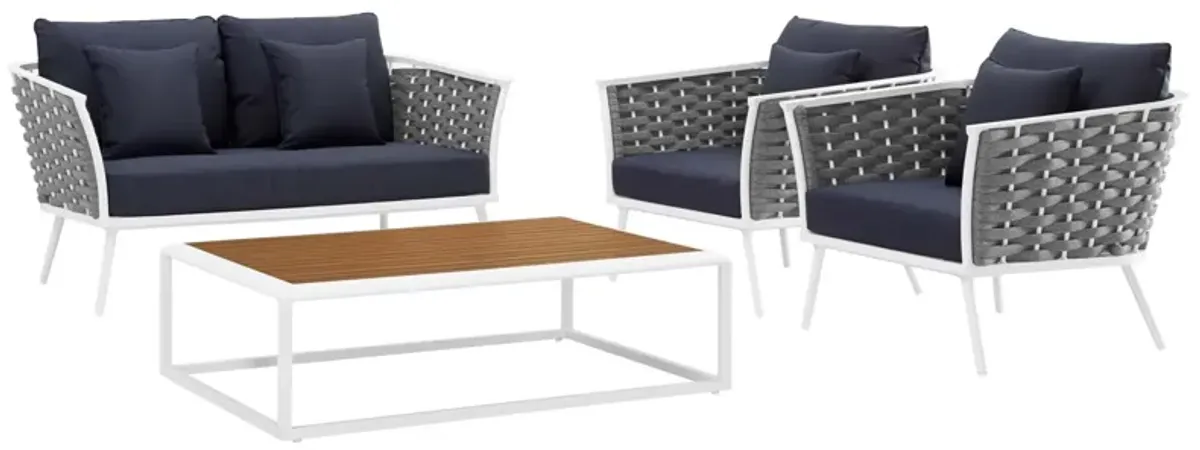 Stance 4 Piece Outdoor Patio Aluminum Sectional Sofa Set