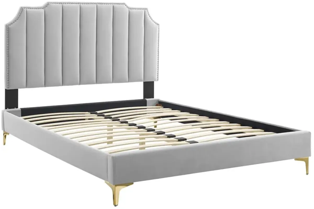 Colette Full Performance Velvet Platform Bed