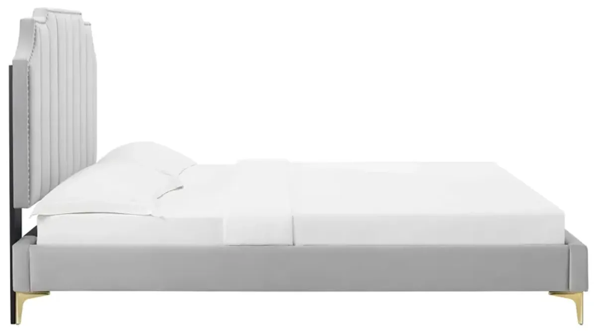 Colette Full Performance Velvet Platform Bed