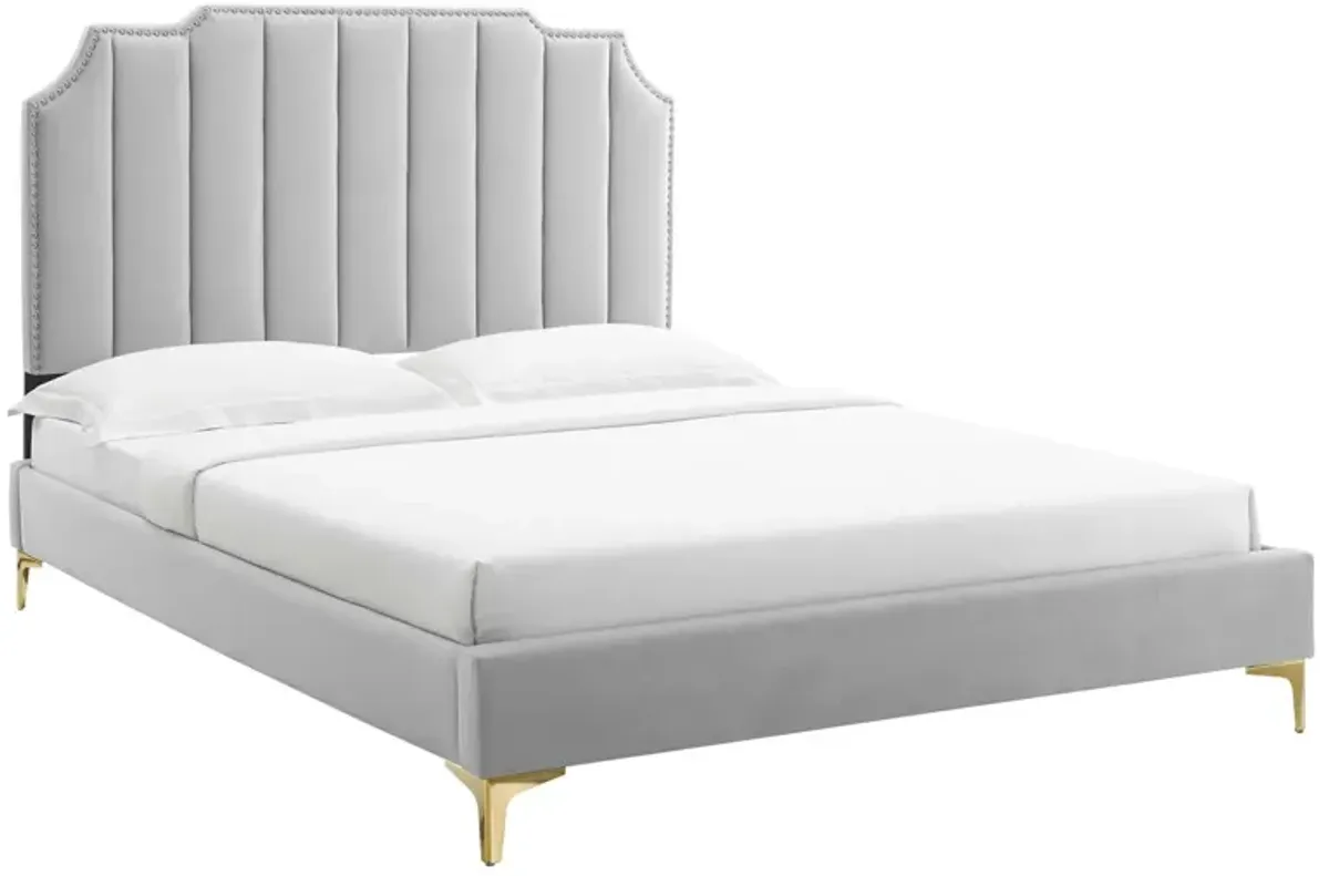 Colette Full Performance Velvet Platform Bed