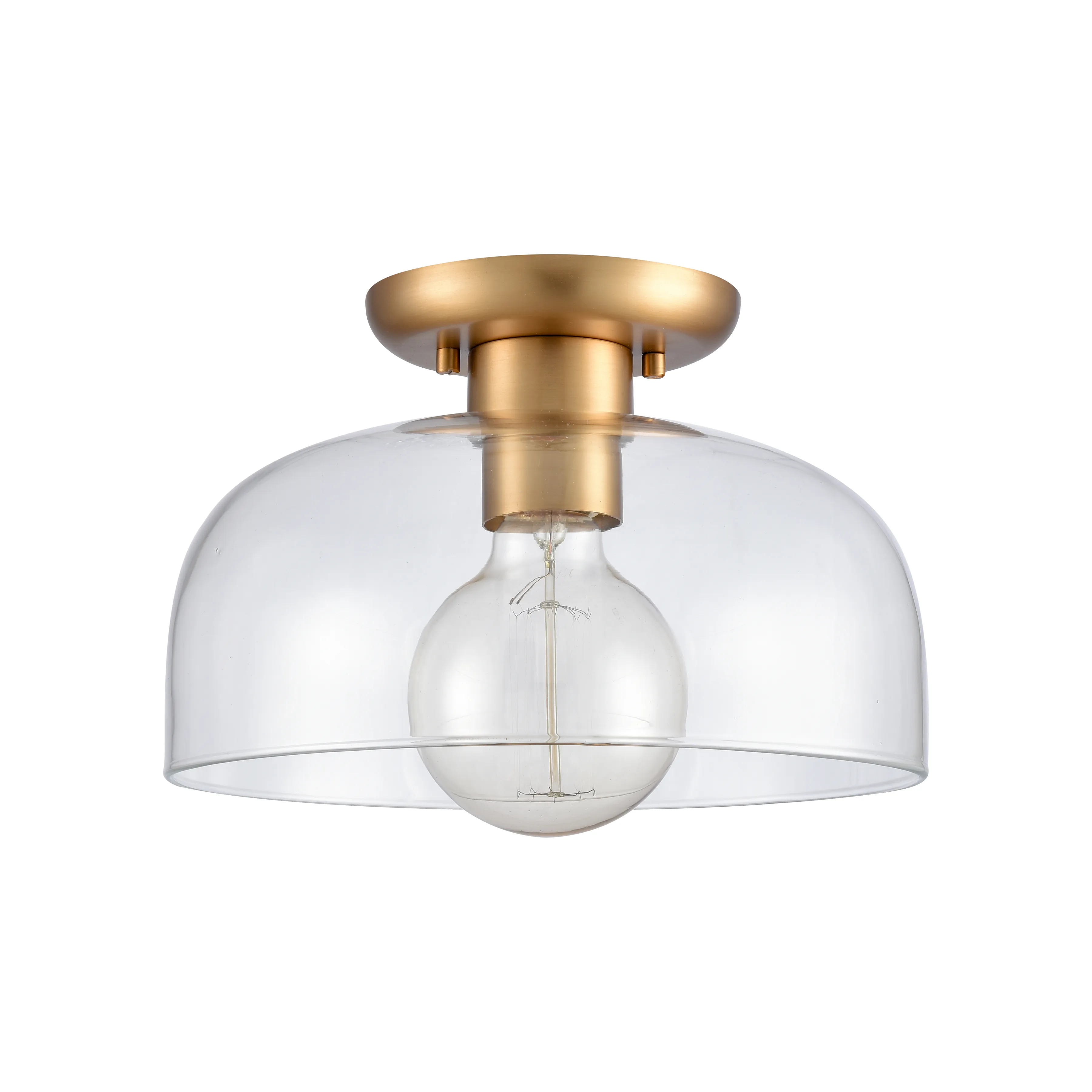 Brewer 10'' Wide 1-Light Semi Flush Mount - Brushed Gold