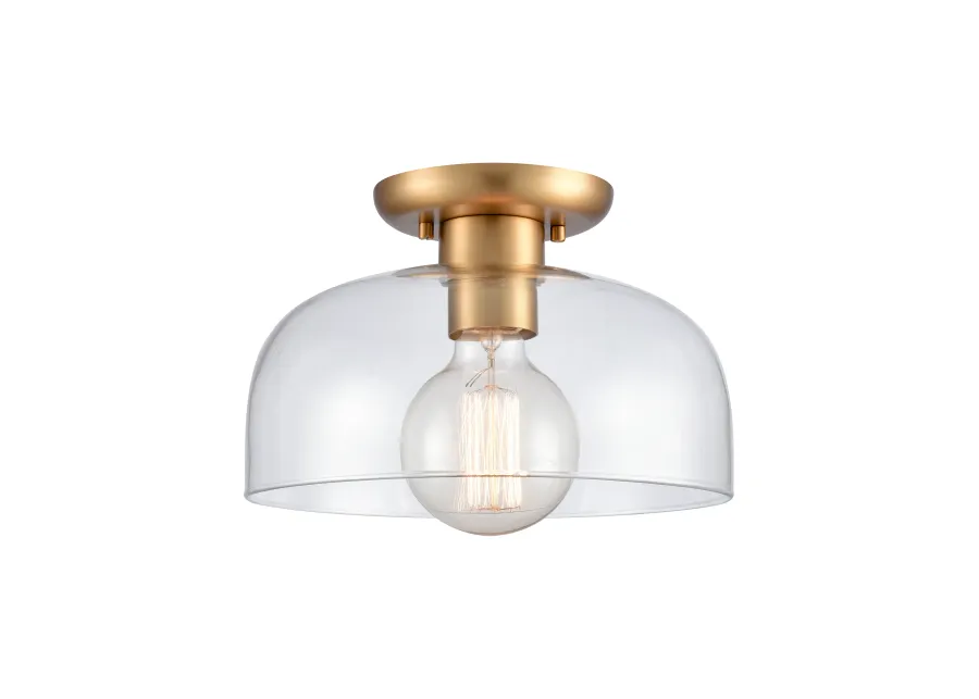 Brewer 10'' Wide 1-Light Semi Flush Mount - Brushed Gold