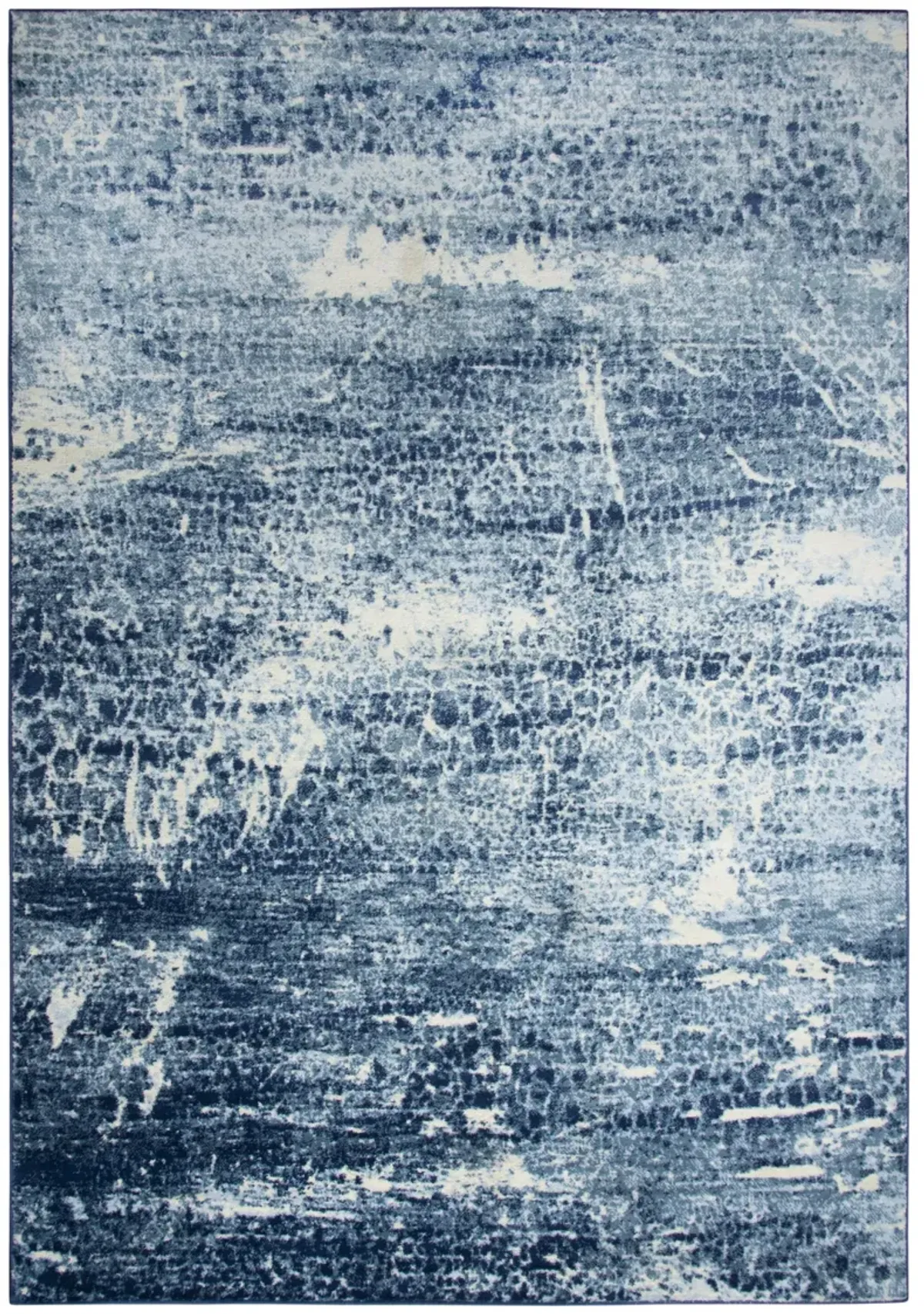 Encore Blue Abstract Polypropylene 5'2" x 7'3" Rectangle Rug