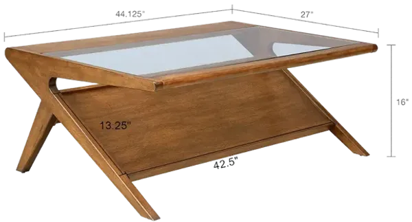 INK+IVY Rocket Pecan Coffee Table with Tempered Glass