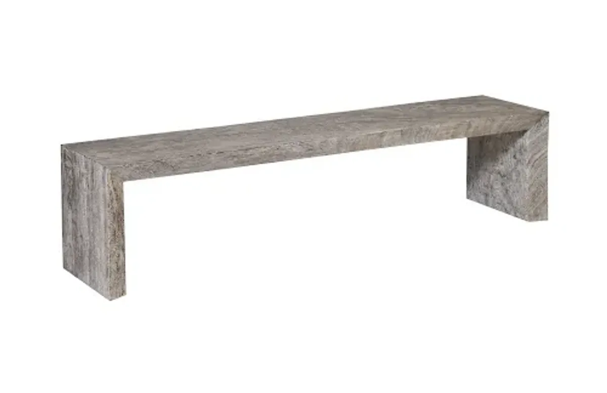 waterfall bench, gray stone