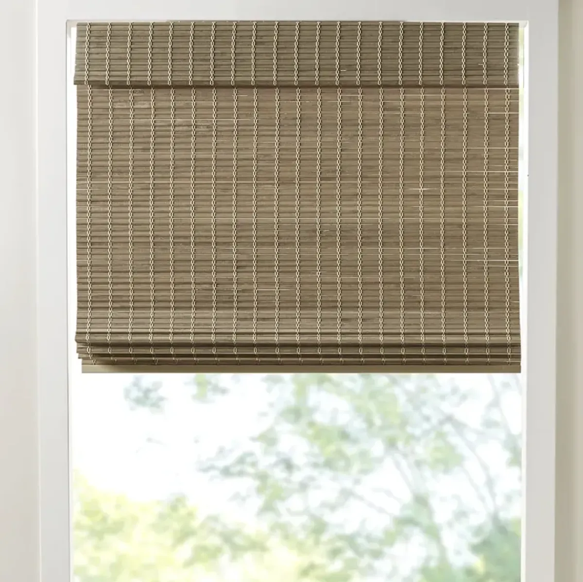 Madison Park Eastfield Natural Ash Bamboo Light Filtering Roman Shade 64"L