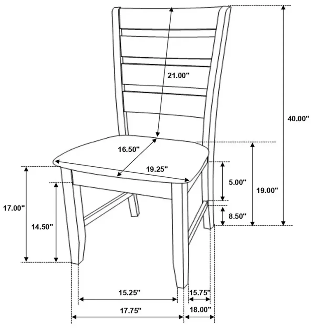 Dalila Ladder Back Side Chair (Set of 2) Grey and Dark Grey