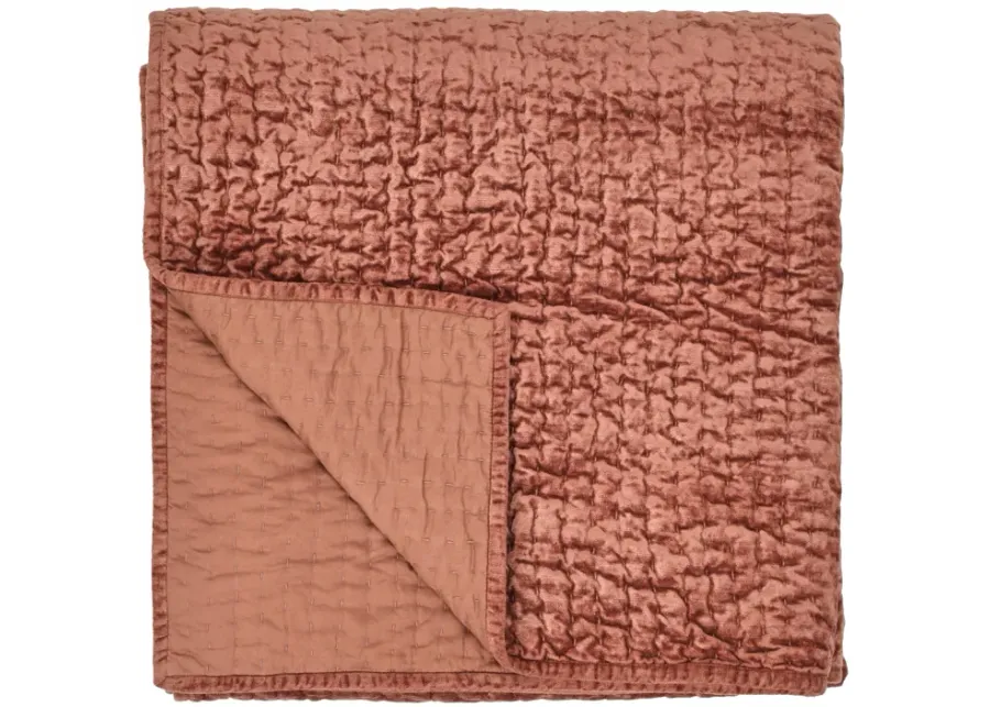 Dimitry 100% Rayon Velvet Terra Cotta Quilt