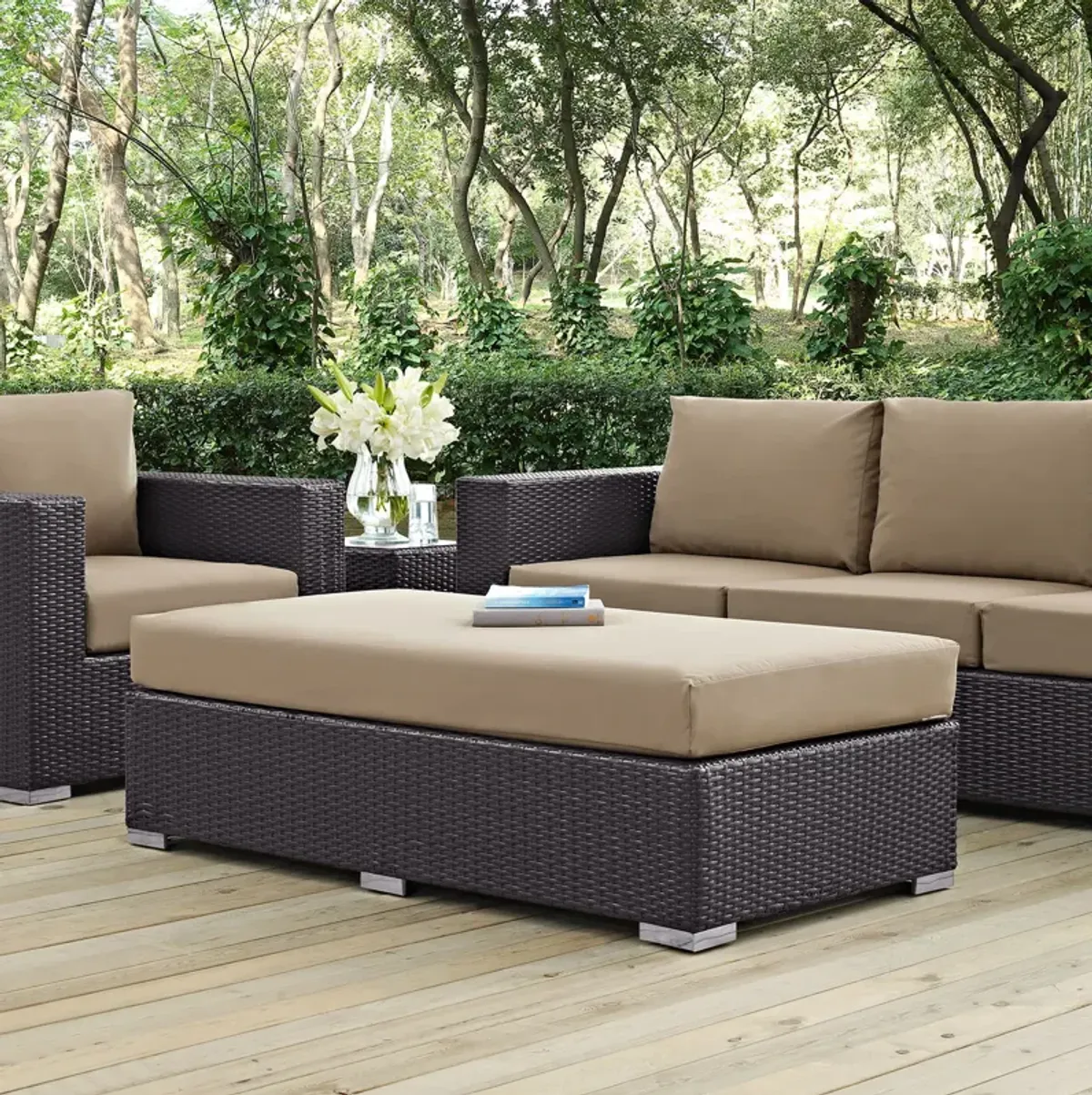 Convene Outdoor Patio Fabric Rectangle Ottoman