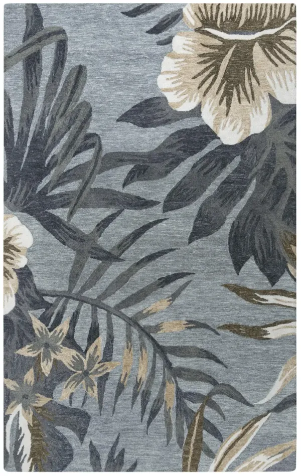 Miramar Gray Coastal  Recycled Polyester 5' x 7'6" Rectangle Rug