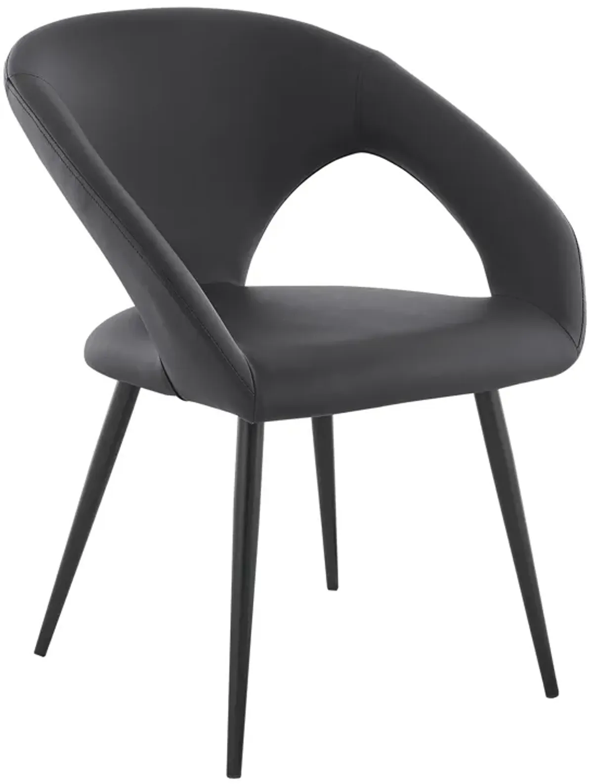 Elin Gray Faux Leather and Black Metal Dining Chairs - Set of 2