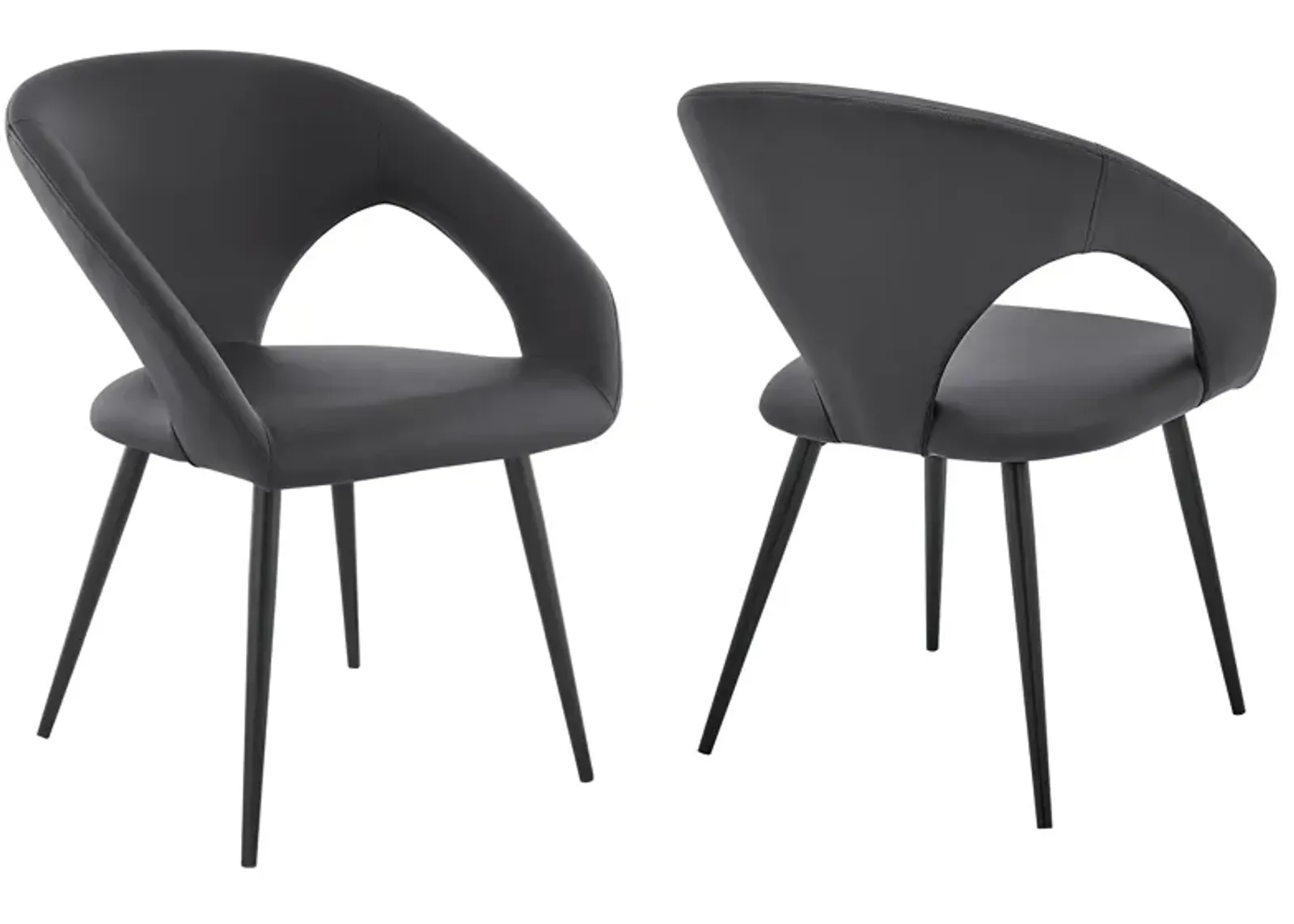 Elin Gray Faux Leather and Black Metal Dining Chairs - Set of 2