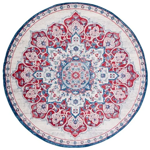 Brentwood 802 Ivory / Red 6'-7" X 6'-7" Round Round Powerloomed Rug