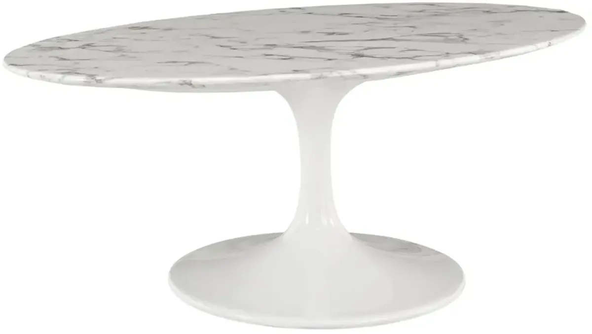 Lippa 42" Oval-Shaped Artificial Marble Coffee Table