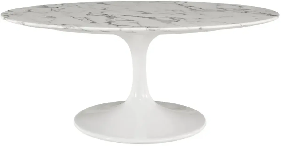 Lippa 42" Oval-Shaped Artificial Marble Coffee Table