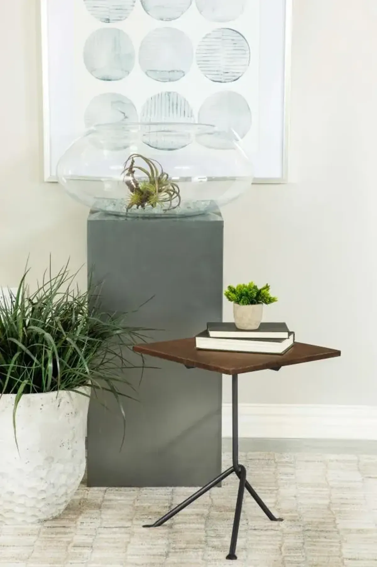 Aaliyah Square Accent Table with Tripod Legs Dark Brown And Gunmetal