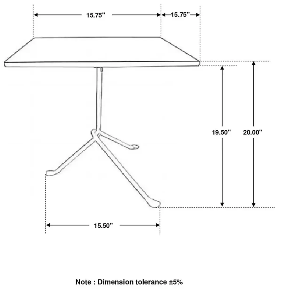 Aaliyah Square Accent Table with Tripod Legs Dark Brown And Gunmetal