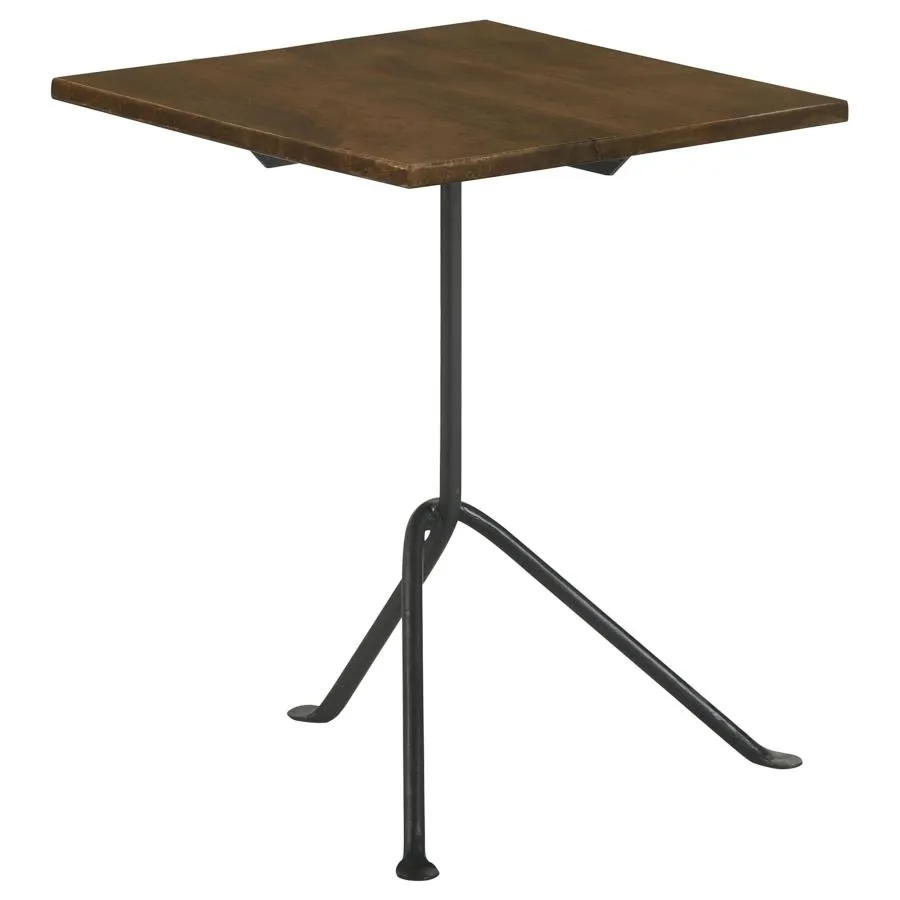 Aaliyah Square Accent Table with Tripod Legs Dark Brown And Gunmetal